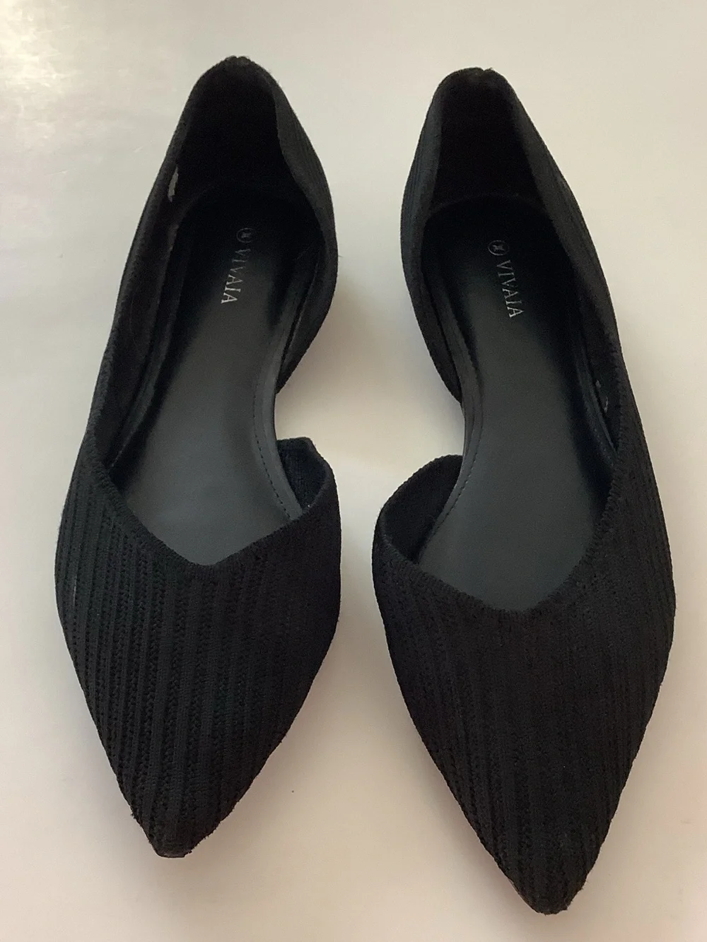 Vivaia Black Pointed Knit d'Orsay Flats